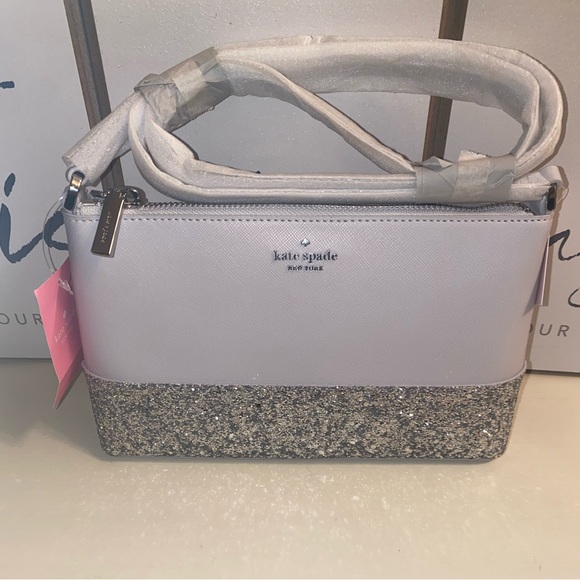 Kate Spade Silver Sparkle Crossbody Bag || Grey - Picture 10 of 15